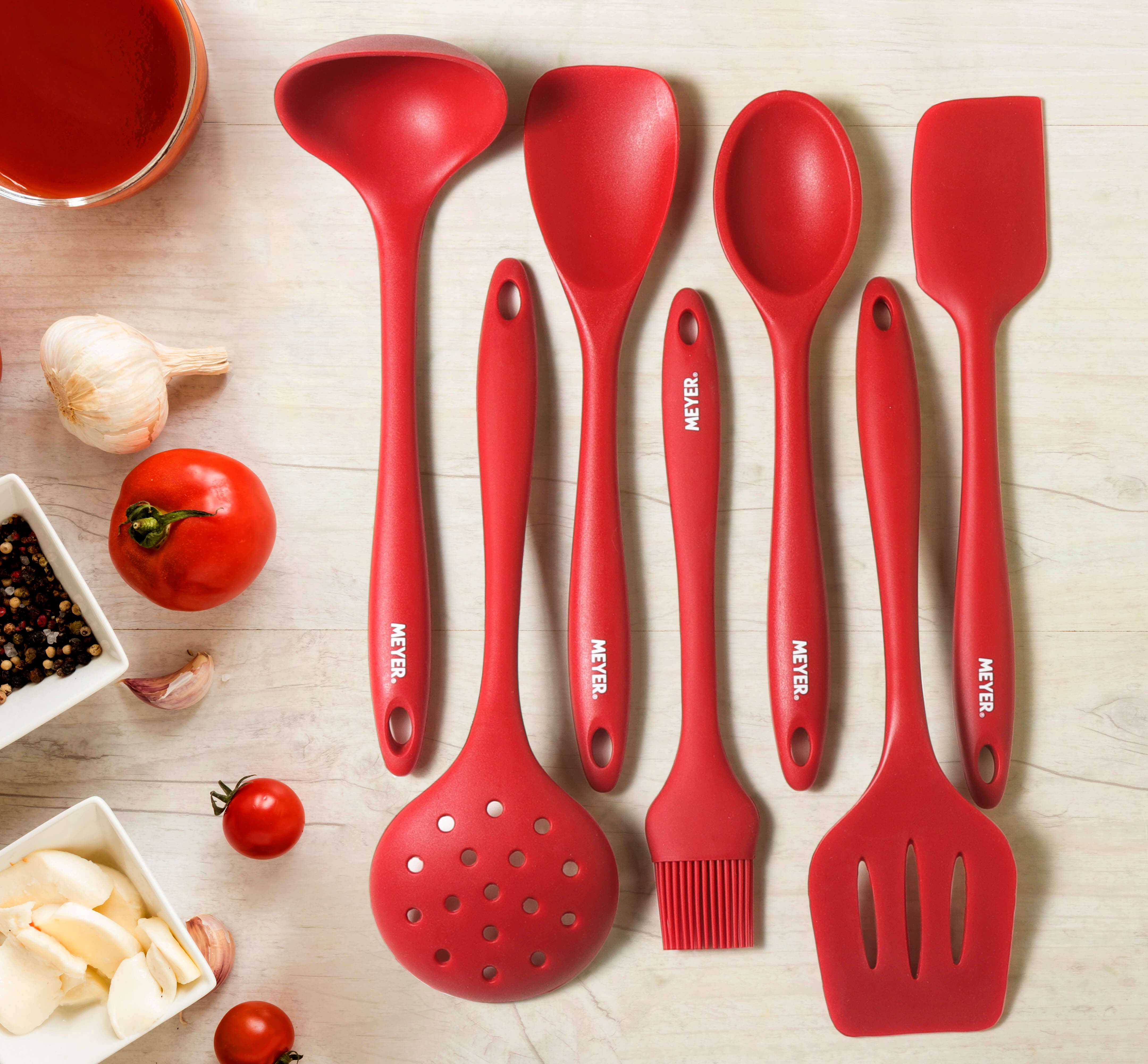 Meyer Silicone Round Ladle, Red - Pots and Pans